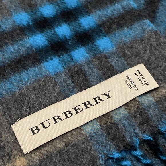 Auth Burberry - Dark Gray Blue Multi Cashmere Scarf - Picture 2 of 3